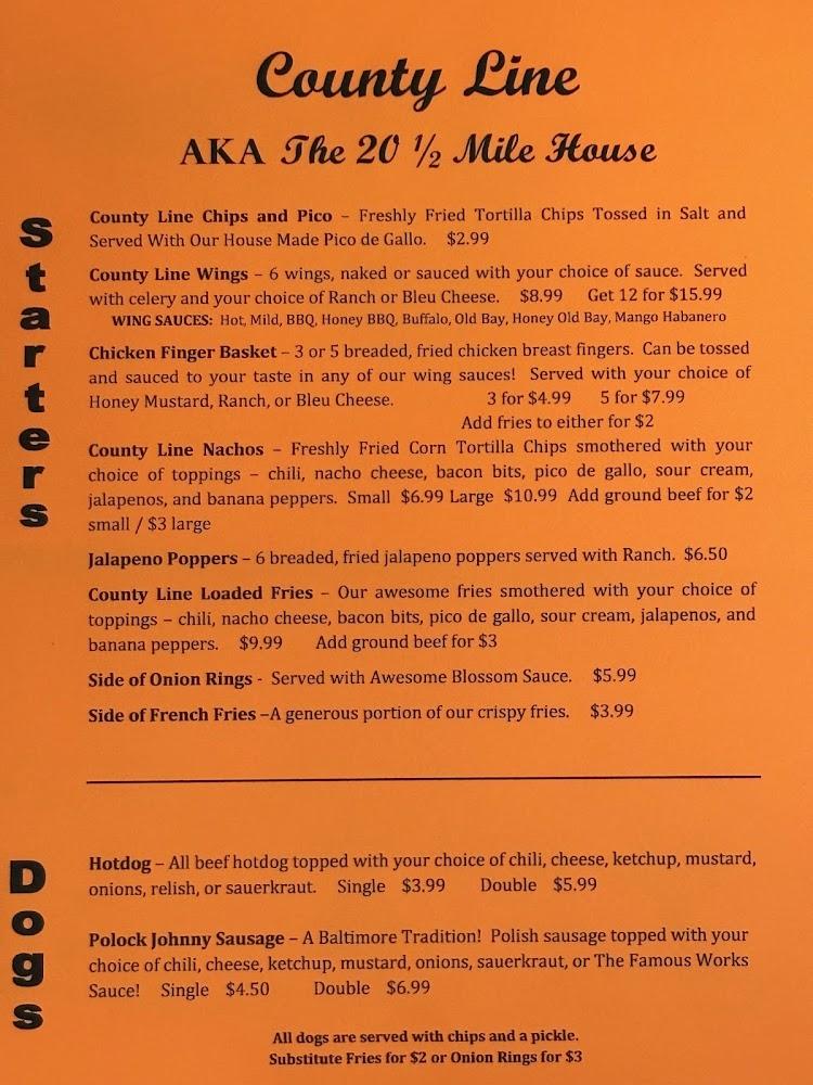 County Line...AKA The 20 1/2 Mile House Menu image 3