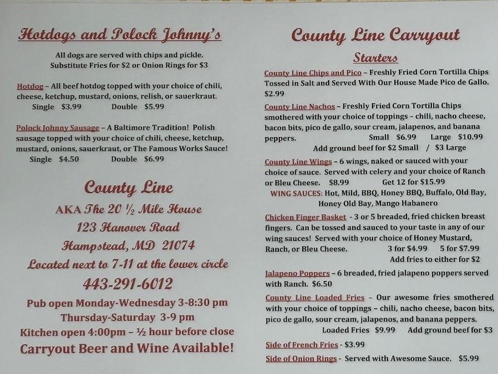 County Line...AKA The 20 1/2 Mile House Menu image 4